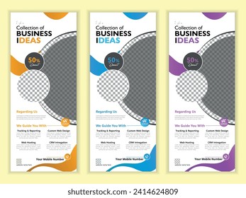 Simple standing banner design for corporate. Blue Orange and purple colour business template 