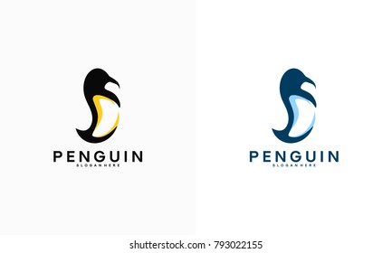 simple Standing Penguin logo designs vector template