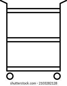 Simple standing trolley outline flat icon. Serving cart illustration