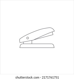 Simple Stapler Black Line Icon. Outline Illustration Staple of Puncher isolated on White Background. Stapler icon in Sketch Style. Icon of Stapler Line Stock Vector. Office Equipment Symbol