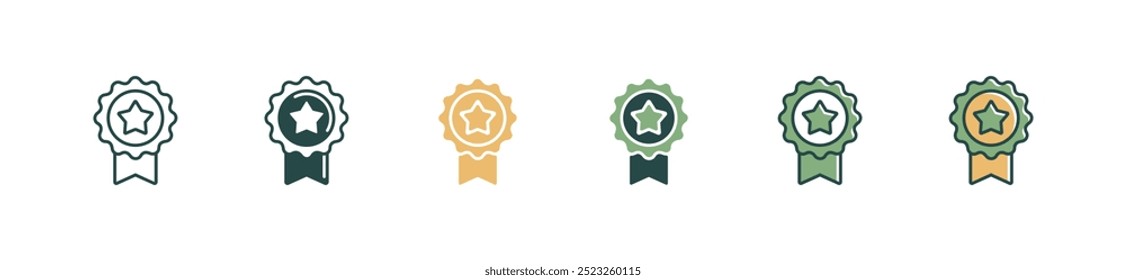 simple star badge medal premium quality icon set business quality winner award badge emblem vector illustration for web and app