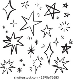 simple star doodles hand drawn in simple style