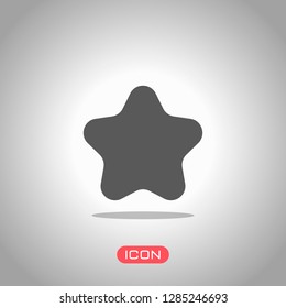 Simple star icon, sign of rating or rank. Icon under spotlight. Gray background