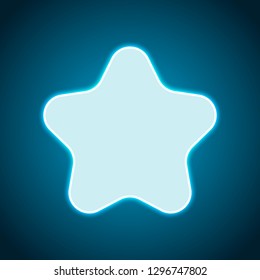 Simple star icon, sign of rating or rank. Neon style. Light decoration icon. Bright electric symbol