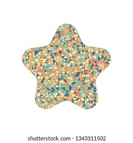 Simple star icon, sign of rating or rank. Colored mosaic with polygons