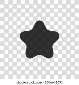 Simple star icon, sign of rating or rank. Black symbol on transparency grid
