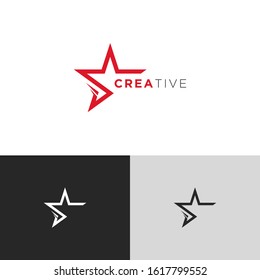 Simple Star logo icon template. Modern Red Black Design isolated on white black grey background. Flat Style Vector. Suitable for business, finance.