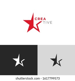 Simple Star logo icon template. Modern Red Black Design isolated on white black grey background. Flat Style Vector. Suitable for business, finance.