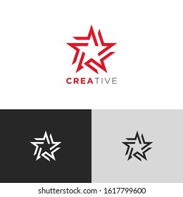 Simple Star logo icon template. Modern Red Black Design isolated on white black grey background. Flat Style Vector. Suitable for business, finance.