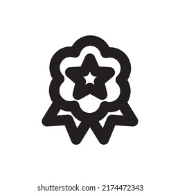 Icono de la medalla de estrella simple, icono de la línea del vector sobre fondo blanco.