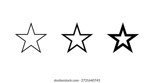 Icono de contorno de estrella simple establecido en estilo delgado y audaz. Símbolo favorito y marcador