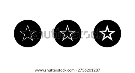 Simple star outline icon set in black circle. Favorite and bookmark symbol