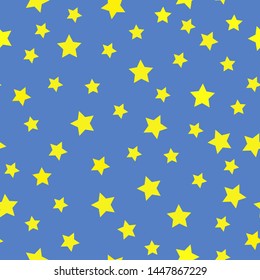 A simple star pattern. Blue background, yellow stars. Starry sky. The print is well suited for textiles,Wallpaper,banners and packaging.