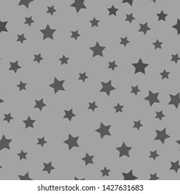 A simple star pattern. Gray background, dark gray stars. Print is well suited for textiles, Wallpaper, packaging.