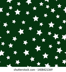 A simple star pattern. Green background, white stars. The print is well suited for textiles,banners,packaging and Wallpaper.