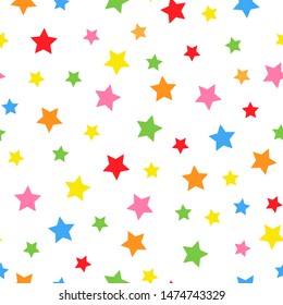 A simple star pattern. White background, colored stars. The print is well suited for Wallpaper,textiles ,banners and packaging.