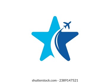 simple star plane logo design vector illustration