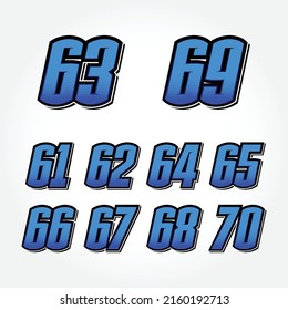 Einfache Star Racing Start Number Vector Set
