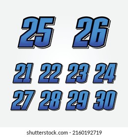 Simple Star Racing Start Number Vector Set