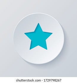 Simple star, rating symbol. Cut circle with gray and blue layers. Paper style