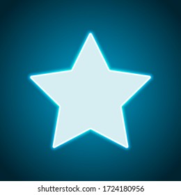 Simple star, rating symbol. Neon style. Light decoration icon. Bright electric symbol