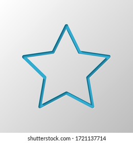 Simple star, rating symbol, outline design. Paper design. Cutted symbol with shadow