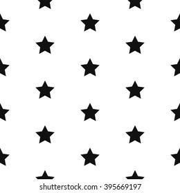 Simple star shape black and white seamless pattern. Vector geometric monochrome starlight background. Star classic ornament.