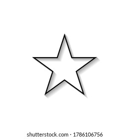 Simple Star Shape Line Style with Shadow isolated on White Background. Flat Vector Icon Design Template Element.