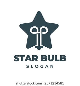 Simple Star Shaped Light Bulb Logo Design Vector Illustration Technology Idea Logo