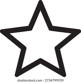 A simple star symbol with five pointed tips and smooth edges