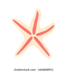 Simple starfish in flat style. Marine icon in cartoon style. Summer vector illustration. EPS 10