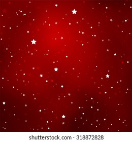 Simple Starry Dark Red Sky with Bright Simple Stars - Vector Illustration