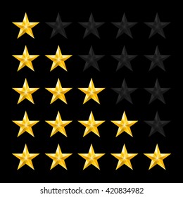 Simple Stars Rating. Gold Shapes on Black