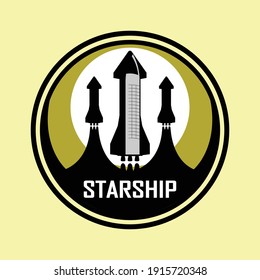 Simple Starship Logo Illustration for Stickers