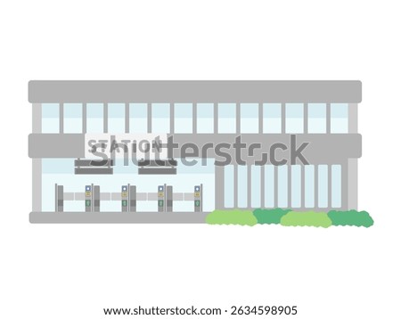 Simple station building illustration material