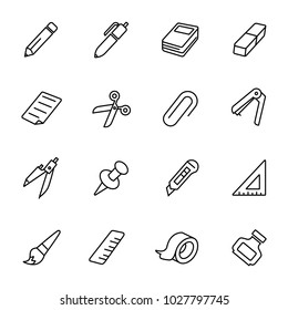 Simple Stationery Icons set. editable vector