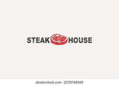 Simple Steak House logo, Meat House, and Grill logo icon.