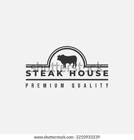 Simple Steak House Logo Vector or Steak House Label Vector. Steak restaurant logo or label inspiration. Premium Beef Quality Label. Best quality Beef Stamp. Stock foto © 