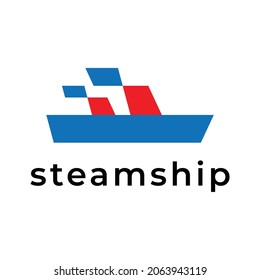 simple steamship sailing logo vector
