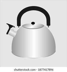 simple steel teapot vector graphics