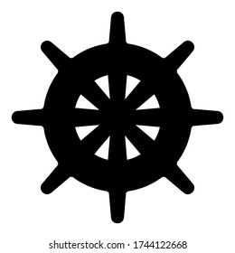 Un volante sencillo para un barco viejo. Icono plano negro sobre fondo blanco.