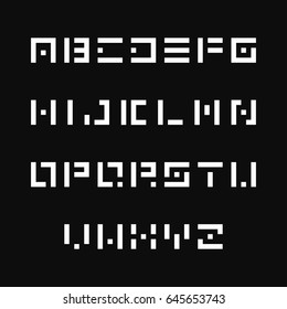 Simple stencil font. Vector english alphabet. Similar to origami letters.
