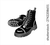 simple stencil silhouette vector drawing of leather boots