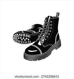 simple stencil silhouette vector drawing of leather boots