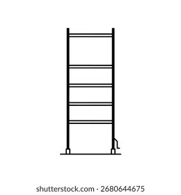 Desenho simples de linha de escada de degrau, ícone vetorial de uma escada dobrável para reparação de casa ou trabalho de construção.