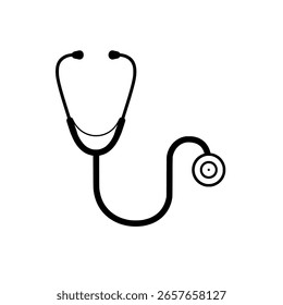 Simple stethoscope in a clean line art style. A minimalist medical icon for a doctor, hospital, or healthcare branding and websites.