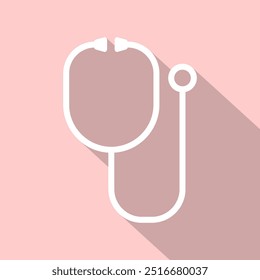 Simple Stethoscope Icon in Flat Cartoon Style. Line Art, Editable Vector EPS File, Perfect for Medical Icons, Symbols, and Graphic Design Elements, Ideal for Print and Digital Use