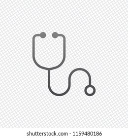 Simple Stethoscope Icon. Linear, Thin Outline. On Grid Background