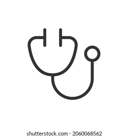 Icono simple de línea de estetoscopio. Símbolo premium con estilo de trazo. Diseño del icono del estetoscopio. Ilustración vectorial.
