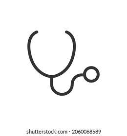 Simple stethoscope line icon. Premium symbol in stroke style. Design of stethoscope icon. Vector illustration.